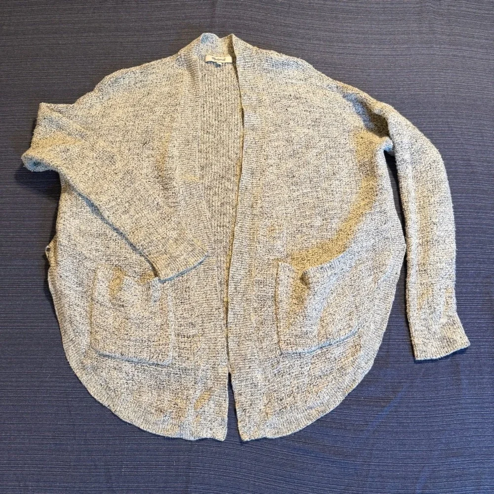 Madewell Grey White Marl Cotton Linen Open Front Cardigan G6399 XS